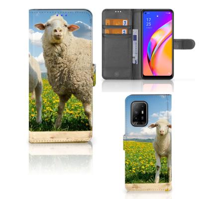 OPPO Reno5 Z | A94 5G | Telefoonhoesje | Met pasjeshouder | Schaap en Lammetje