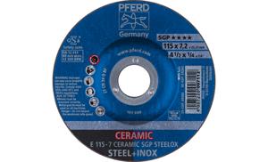 PFERD 62211300 E 115-7 CERAMIC SGP STEELOX Afbraamschijf gebogen Diameter 115 mm Boordiameter 22.23 mm RVS, Staal 10 stuk(s)