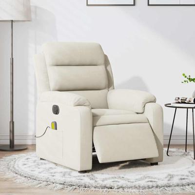 Massagestoel elektrisch verstelbaar fluweel crèmekleurig