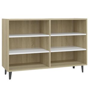 vidaXL Dressoir 103,5x35x70 cm bewerkt hout wit en sonoma eikenkleurig