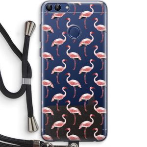 Flamingoprint groen: Huawei P Smart (2018) Transparant Hoesje met koord