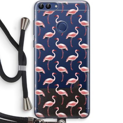 Flamingoprint groen: Huawei P Smart (2018) Transparant Hoesje met koord