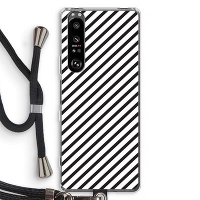 Strepen zwart-wit: Sony Xperia 1 III Transparant Hoesje met koord