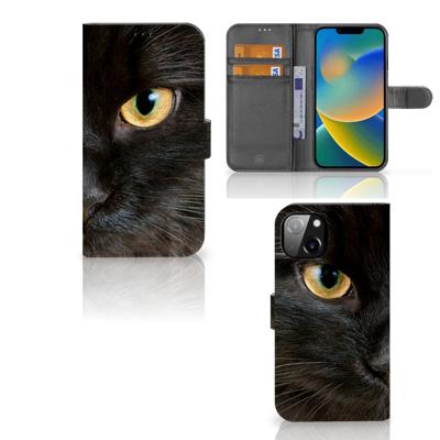 iPhone 14 Plus | Telefoonhoesje | Met pasjeshouder | Zwarte Kat