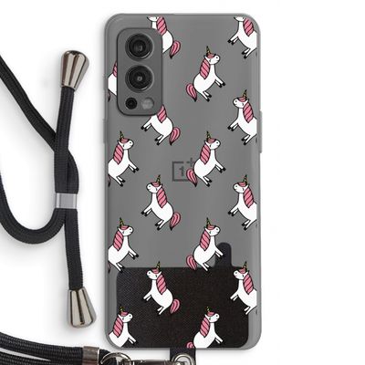 Eenhoorns overal: OnePlus Nord 2 5G Transparant Hoesje met koord