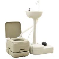 VidaXL Kampeertoilet- en wasbakset 10+10 en 20 l grijs