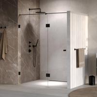 Brauer Void - Carving Nisdeur - 2-Delig - Helder Glas - 150 x 200 cm - Omkeerbaar - met Draaideur 70 cm - Aan Glas - incl. Glascoating - Mat Zwart