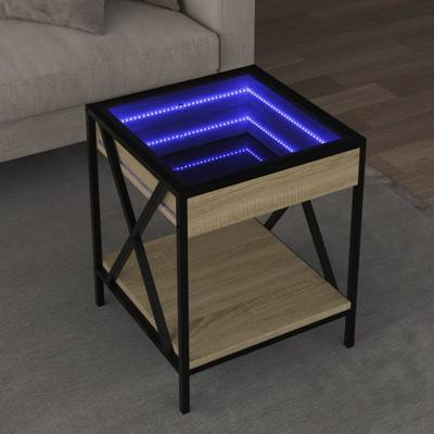 Salontafel met Infinity LED 40x40x49 cm sonoma eikenkleurig