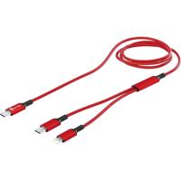 Smrter SMRTER_DUO_RD USB-C Y-kabel USB-C, Apple Lightning stekker 120 cm Rood Aluminium-stekker, Stoffen mantel, Met OTG-functie