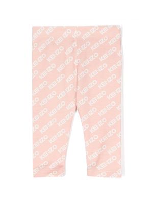 Kenzo Kids legging en coton stretch à logo imprimé - Rose