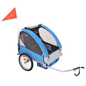 vidaXL Fietstrailer 30 kg grijs en blauw