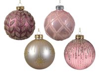 Kerstbal glas d8 cm roze ass kerst - Decoris - thumbnail
