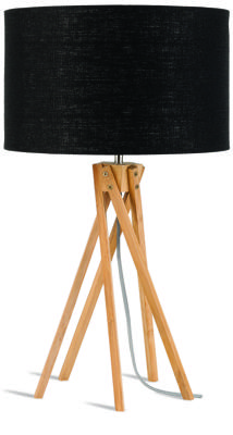 Good&Mojo Tafellamp 'Kilimanjaro' Bamboe en Eco linnen, kleur Zwart