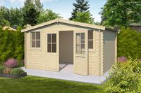 Outdoor Life Dallas Blokhut 376x292 cm 28 mm vuren blank- Zadeldak- Onbehandeld vurenhout- Outdoor Life