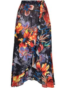 PS Paul Smith jupe mi-longue asymétrique à fleurs - Multicolore