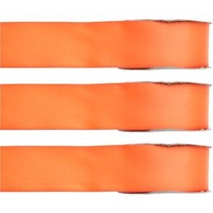 3x Hobby/decoratie oranje satijnen sierlinten 1,5 cm/15 mm x 25 meter   -