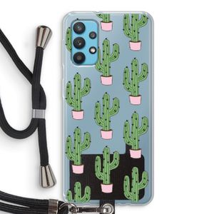 Cactus Lover: Samsung Galaxy A32 4G Transparant Hoesje met koord
