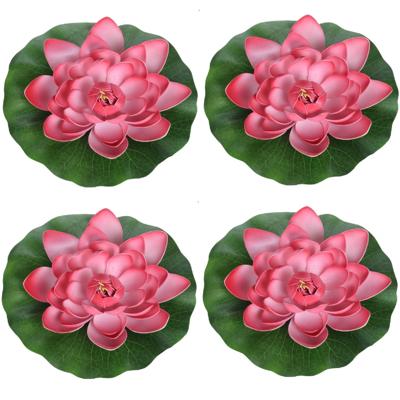 Drijvende kunst waterlelie bloemen - 4x - rood - D18 cm - Vijver decoratie - Nep bloemen - Waterleli