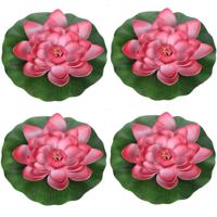 Drijvende kunst waterlelie bloemen - 4x - rood - D18 cm - Vijver decoratie - Nep bloemen - Waterleli