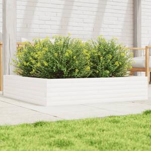 VidaXL Plantenbak 110x110x23 cm massief grenenhout wit