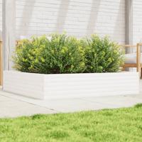 VidaXL Plantenbak 110x110x23 cm massief grenenhout wit - thumbnail