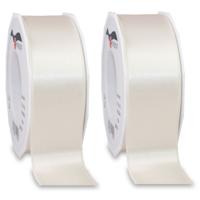 Cadeaulint Satijn - 2x - 4 cm x 25 meter - beige - cadeaus inpakken - sierlint