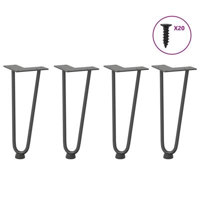 Haarnadelpoten voor Salontafel 4 st 30 cm massief staal antracietkleurig