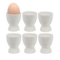 Eierdopjes Bright White - set van 6x - wit - keramiek - 8 x 6 cm