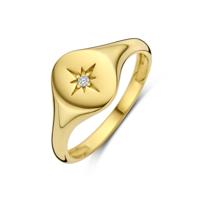 14k Geelgouden Ring met Sprankelende Zirkonia - Luxe en Tijdloze Elegantie