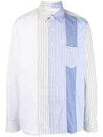 Feng Chen Wang striped panelled shirt - Bleu - thumbnail