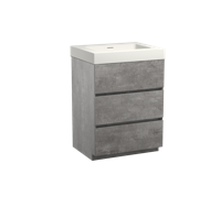 Storke Edge staand badmeubel 65 x 52 cm beton donkergrijs met Mata High enkele wastafel in mat witte solid surface - thumbnail