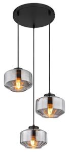 Globo Hanglamp Christiana zwart met smoke glas 15547-3H