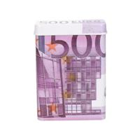 Sigarettendoosje of klein opslag blikje - metaal -500 euro biljetten print - met deksel - 7 x 9.5 x