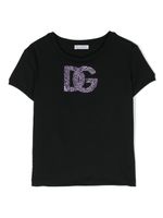 Dolce & Gabbana Kids t-shirt en coton à logo strassé - Noir - thumbnail