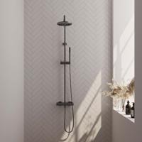 Regendoucheset Opbouw Brauer Gunmetal Edition 30 cm Thermostatisch met Staaf Handdouche Geborsteld Gunmetal