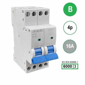 SEP krachtstroom installatieautomaat 16a 36mm INS36-4B16 INST. 4P b16 6kA (36MM) 3101644016