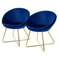 ML-Design eetkamerstoelen set van 2 fluweel, blauw, woonkamerstoel met ronde rugleuning, gestoffeerde stoel met - thumbnail