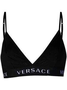 Versace soutien-gorge à bande logo - Noir