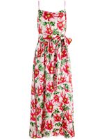 alice + olivia robe mi-longue en soie à fleurs - Rose