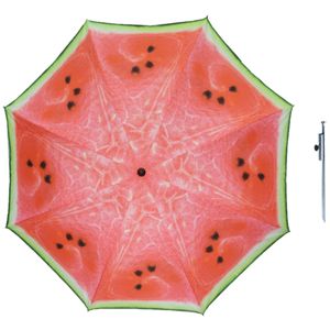 Parasol - watermeloen fruit - D160 cm - incl. draagtas - parasolharing - 49 cm