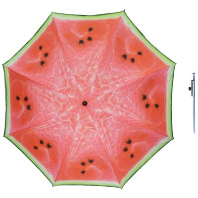 Parasol - watermeloen fruit - D160 cm - incl. draagtas - parasolharing - 49 cm