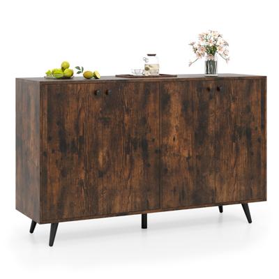 Buffet Modern 4-Deurs Opbergmeubel met 5-Voudig Verstelbare Planken Vrijstaande Kast voor Woonkamer Keuken Bruin/Wit