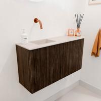 Toiletmeubel Mondiaz Joya Dlux | 81.6 cm | Meubelkleur Walnut | Faye wastafel Meli Wasbak Links | Zonder kraangat(en)