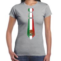 Verkleed T-shirt voor dames - stropdas Mexico - grijs - supporter - themafeest - thumbnail