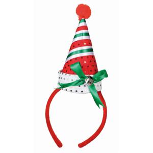 Kerst diadeem/haarband - kerstmuts met bel - rood - polyester - accessoires