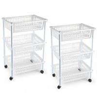 2x stuks opberg organiser trolleys/roltafels met 3 manden 62 cm in het transparant