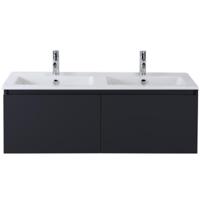 Frozen Badmeubelset 120 cm - Greeplijst in Kleur - Zwart Mat - Keramische Wastafel Wit Dubbel 2 Kraangaten