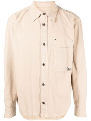 Wooyoungmi chemise en coton à plaque logo - Marron