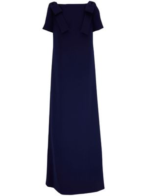 Carolina Herrera robe longue à encolure bateau - Bleu
