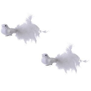 12x Decoratie vogels/vogeltjes op clip wit 17 cm